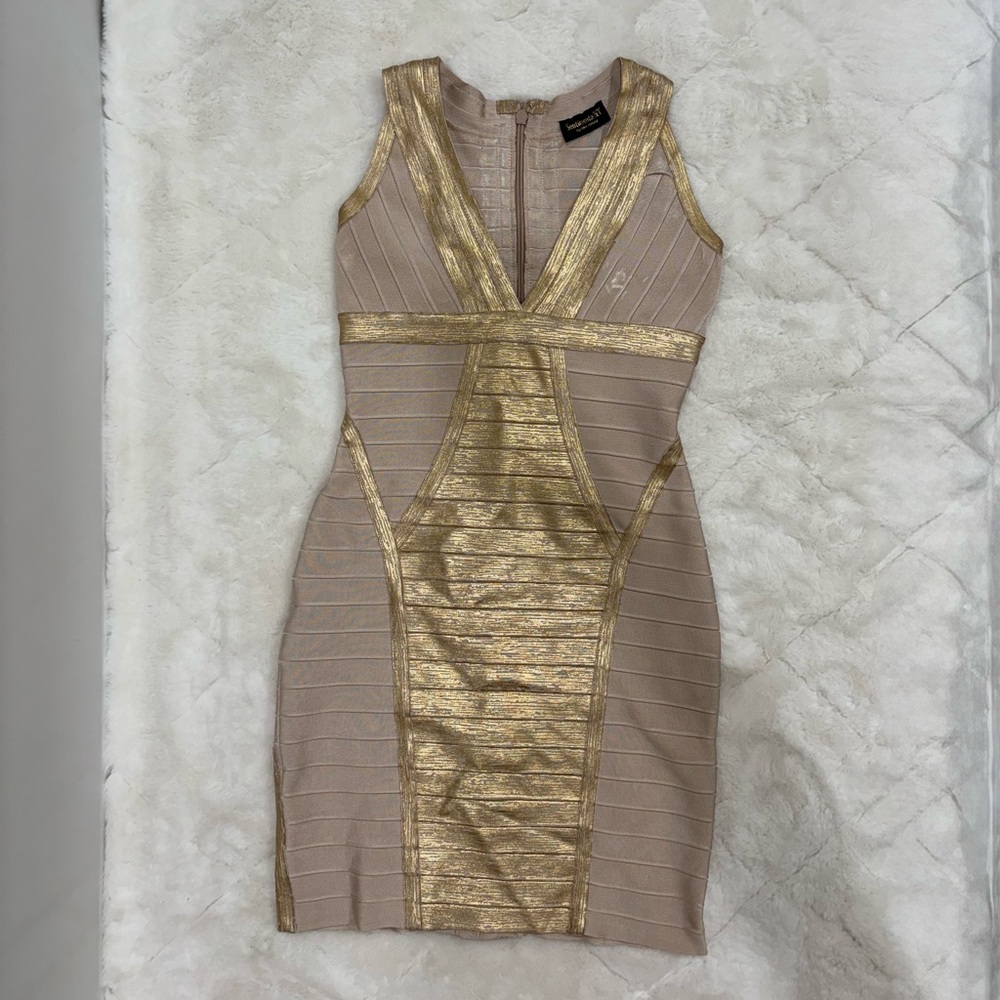 Herve Leger Gold| Tan Bandage Dress Mimic